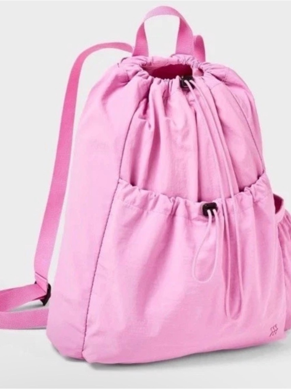 Pink Drawstring Everyday Backpack - Women's Casual Bag